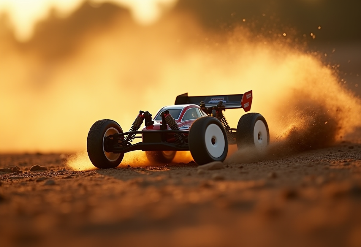 RC buggy racing on dirt